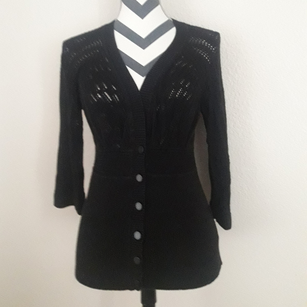 BOGO Anne Klein Small black crochet knit cardigan